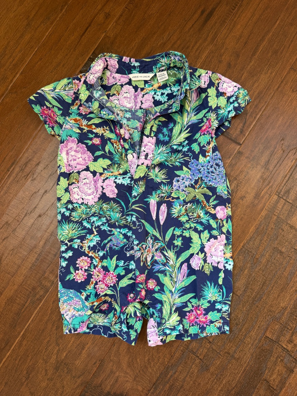Janie and Jack Navy Floral Cotton One-Piece